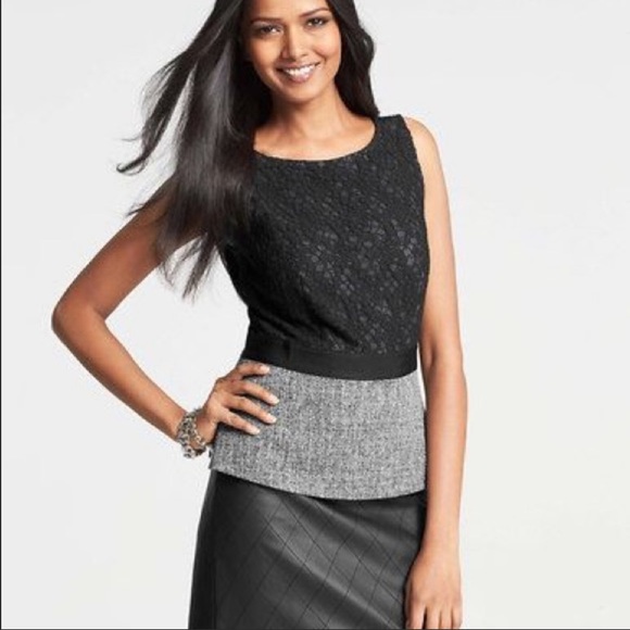 Peplum Tweed & Lace Style Shell - Picture 1 of 10